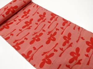 アンティーク　花模様織り出し　着尺反物